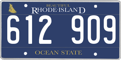 RI license plate 612909