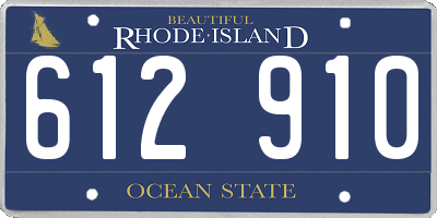 RI license plate 612910