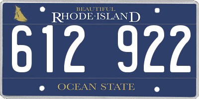 RI license plate 612922