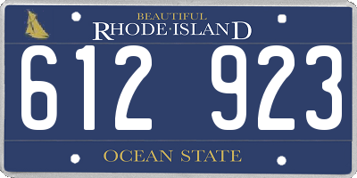RI license plate 612923