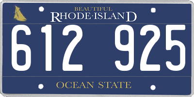 RI license plate 612925