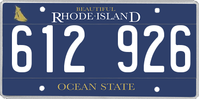 RI license plate 612926