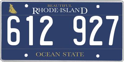 RI license plate 612927
