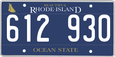 RI license plate 612930