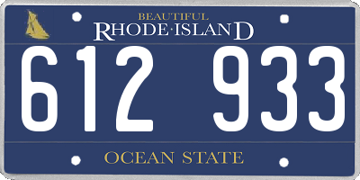 RI license plate 612933