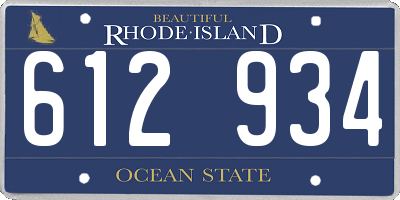 RI license plate 612934