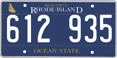 RI license plate 612935