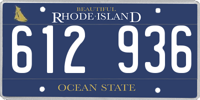 RI license plate 612936