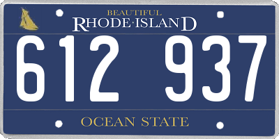 RI license plate 612937