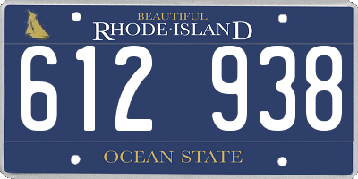 RI license plate 612938