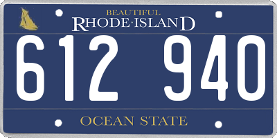 RI license plate 612940