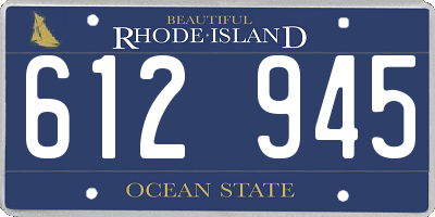 RI license plate 612945