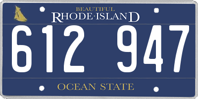 RI license plate 612947