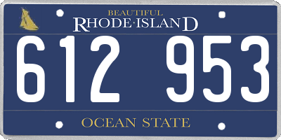 RI license plate 612953
