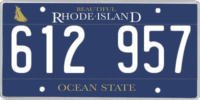 RI license plate 612957