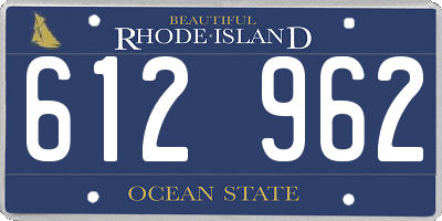 RI license plate 612962