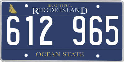 RI license plate 612965
