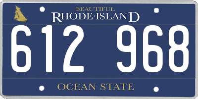 RI license plate 612968