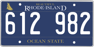 RI license plate 612982