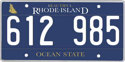 RI license plate 612985