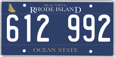 RI license plate 612992