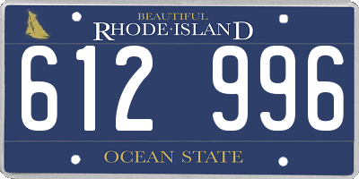 RI license plate 612996