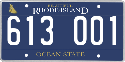 RI license plate 613001