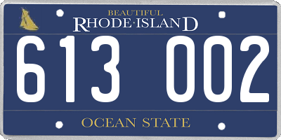 RI license plate 613002