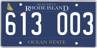 RI license plate 613003