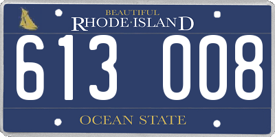 RI license plate 613008