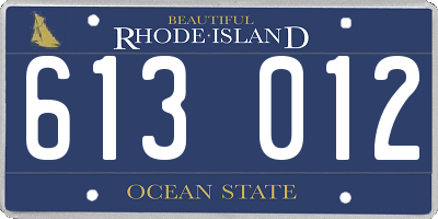 RI license plate 613012