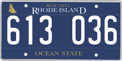 RI license plate 613036