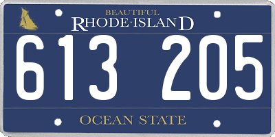 RI license plate 613205