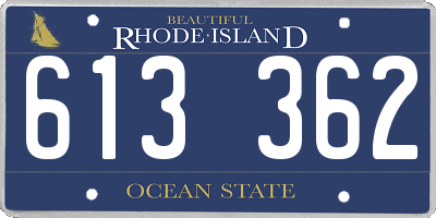 RI license plate 613362