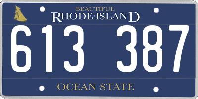 RI license plate 613387