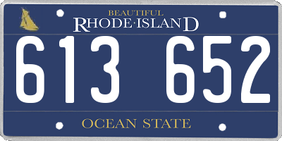 RI license plate 613652