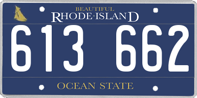 RI license plate 613662