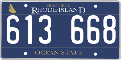 RI license plate 613668