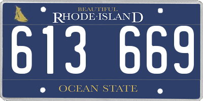 RI license plate 613669