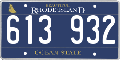 RI license plate 613932