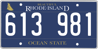 RI license plate 613981