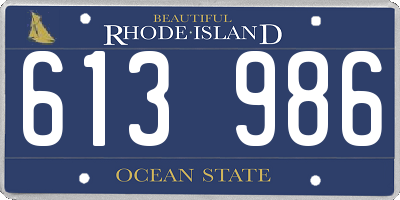RI license plate 613986