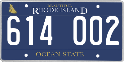 RI license plate 614002