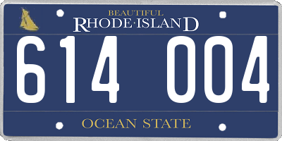 RI license plate 614004