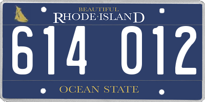 RI license plate 614012