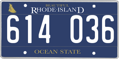 RI license plate 614036