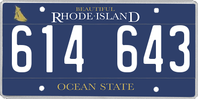 RI license plate 614643