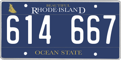 RI license plate 614667