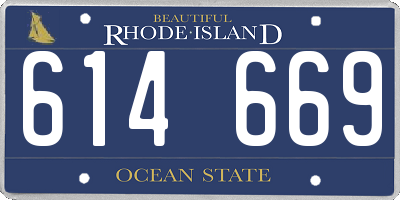 RI license plate 614669