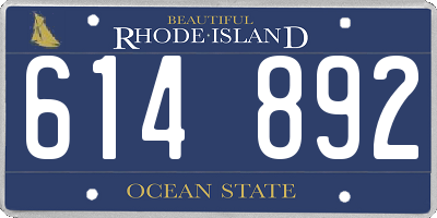 RI license plate 614892